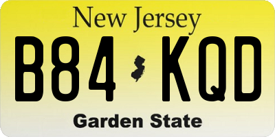 NJ license plate B84KQD