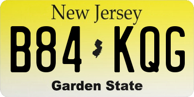 NJ license plate B84KQG