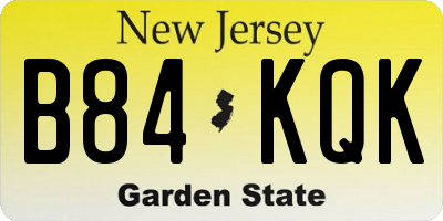 NJ license plate B84KQK
