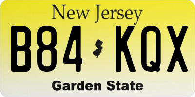 NJ license plate B84KQX