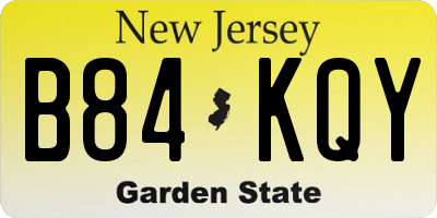 NJ license plate B84KQY