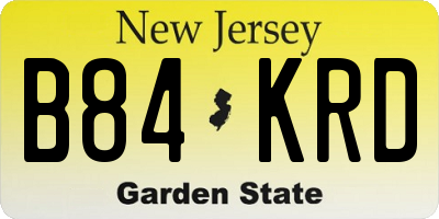 NJ license plate B84KRD
