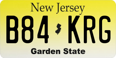 NJ license plate B84KRG