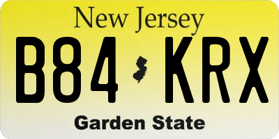 NJ license plate B84KRX
