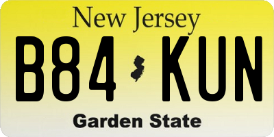 NJ license plate B84KUN