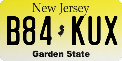 NJ license plate B84KUX