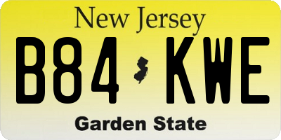 NJ license plate B84KWE