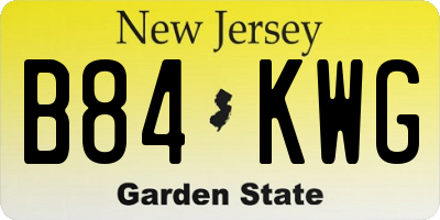 NJ license plate B84KWG
