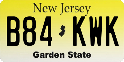 NJ license plate B84KWK