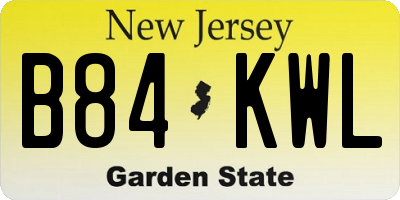 NJ license plate B84KWL