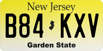 NJ license plate B84KXV