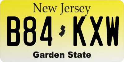 NJ license plate B84KXW