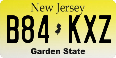 NJ license plate B84KXZ