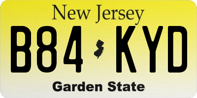 NJ license plate B84KYD