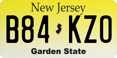 NJ license plate B84KZO