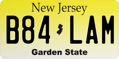 NJ license plate B84LAM