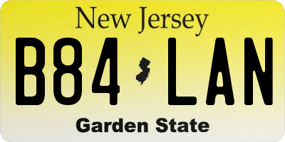 NJ license plate B84LAN