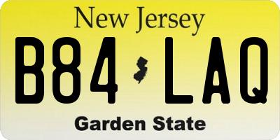 NJ license plate B84LAQ