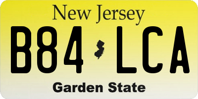 NJ license plate B84LCA