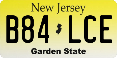 NJ license plate B84LCE