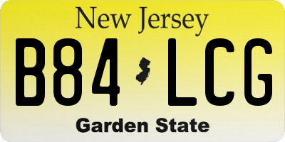 NJ license plate B84LCG