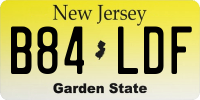 NJ license plate B84LDF