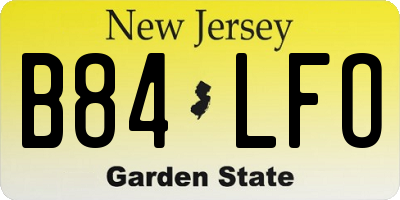 NJ license plate B84LFO