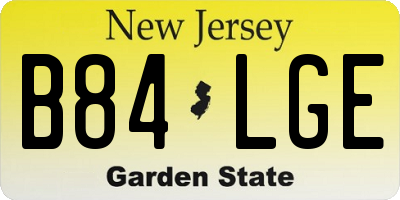 NJ license plate B84LGE