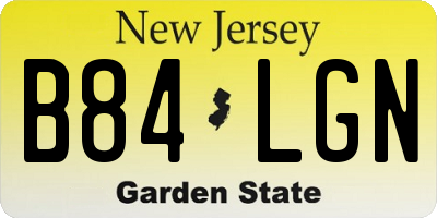 NJ license plate B84LGN