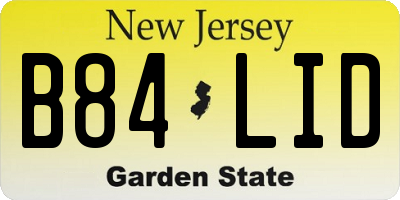 NJ license plate B84LID