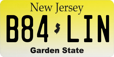 NJ license plate B84LIN