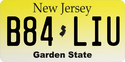 NJ license plate B84LIU