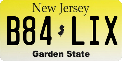 NJ license plate B84LIX