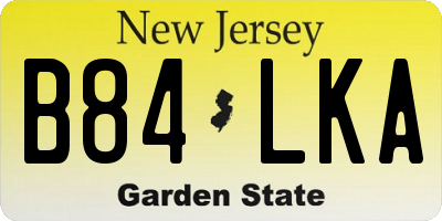NJ license plate B84LKA