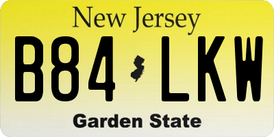 NJ license plate B84LKW