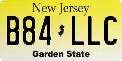 NJ license plate B84LLC