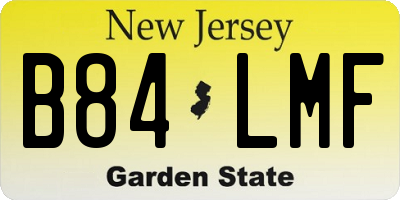 NJ license plate B84LMF