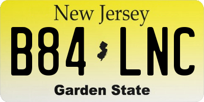 NJ license plate B84LNC