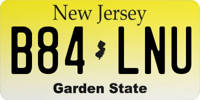 NJ license plate B84LNU
