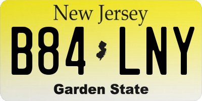 NJ license plate B84LNY