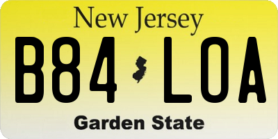 NJ license plate B84LOA