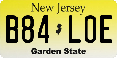 NJ license plate B84LOE