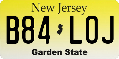 NJ license plate B84LOJ