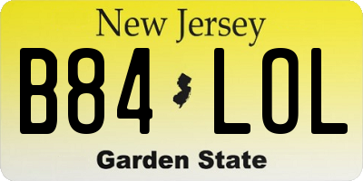 NJ license plate B84LOL