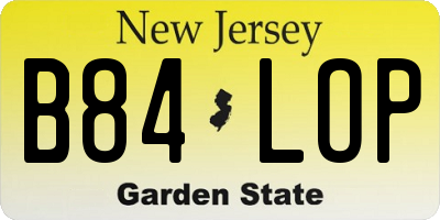NJ license plate B84LOP