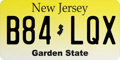 NJ license plate B84LQX