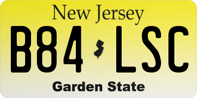 NJ license plate B84LSC