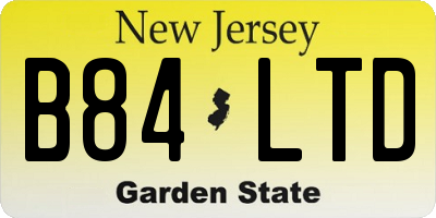NJ license plate B84LTD