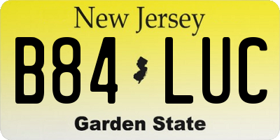 NJ license plate B84LUC