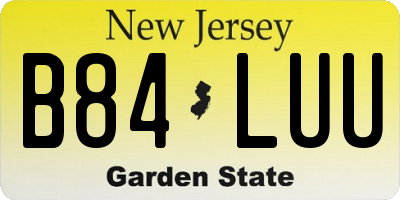 NJ license plate B84LUU